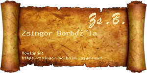 Zsingor Borbála névjegykártya
