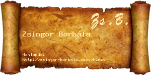 Zsingor Borbála névjegykártya